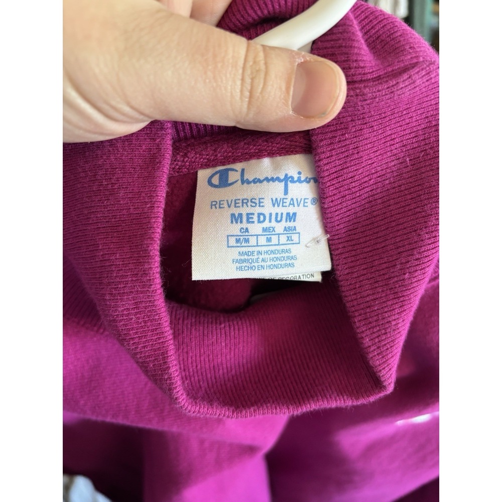 magenta Champion women's Reverse Weave mock neck cropped sweatshirt Medium - Picture 6 of 11